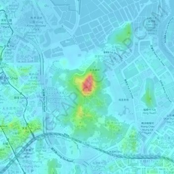 Carte topographique Kai Shan, altitude, relief