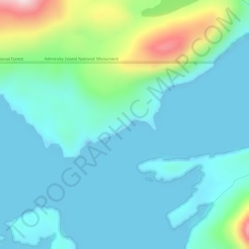 Carte topographique Hood Bay, altitude, relief