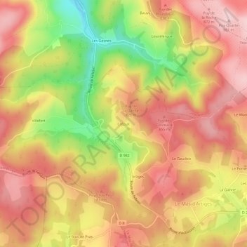 Carte topographique Crépiat, altitude, relief