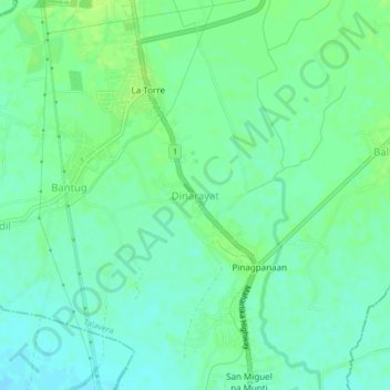 Carte topographique Dinarayat, altitude, relief