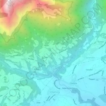 Carte topographique Arson, altitude, relief