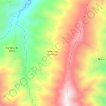 Carte topographique Perlamayo / Polamayo, altitude, relief