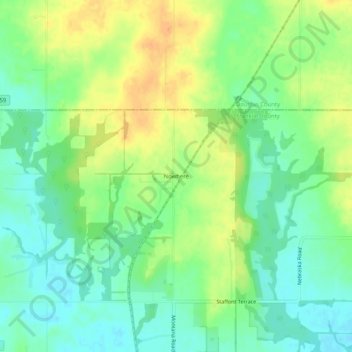 Carte topographique Nowhere, altitude, relief