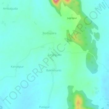 Carte topographique Sargiguda, altitude, relief