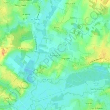 Carte topographique Bois de Long, altitude, relief