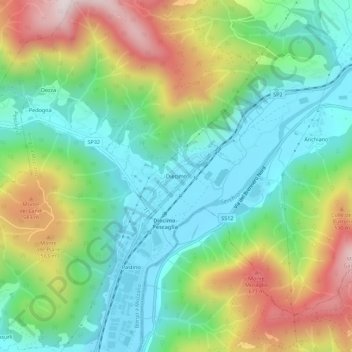 Carte topographique Diecimo, altitude, relief
