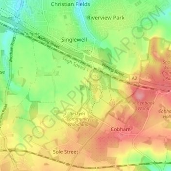 Carte topographique Henhurst, altitude, relief