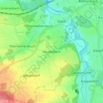 Carte topographique Deutenbach, altitude, relief