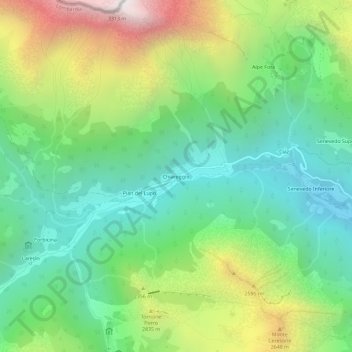 Carte topographique Chiareggio, altitude, relief