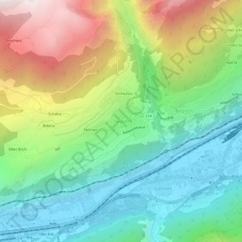 Carte topographique Mund, altitude, relief