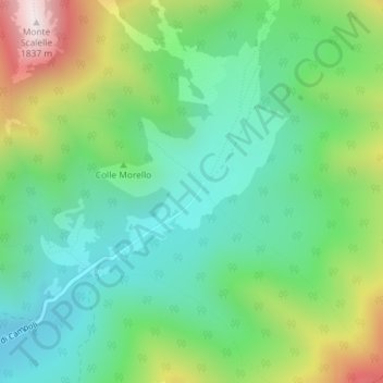 Carte topographique Prato di Campoli, altitude, relief