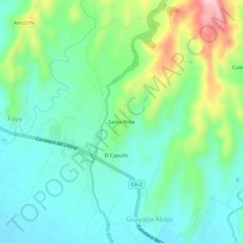 Carte topographique Santa Rosa, altitude, relief