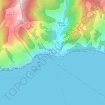 Carte topographique Agía Rouméli, altitude, relief