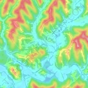 Carte topographique New Era, altitude, relief