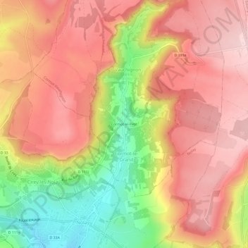 Carte topographique Cormot-le-Petit, altitude, relief