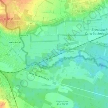 Carte topographique Der Auborn, altitude, relief