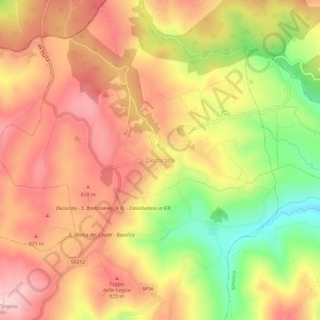 Carte topographique Decorata, altitude, relief