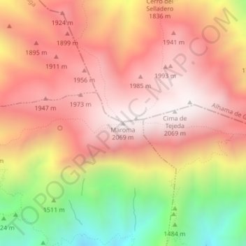 Carte topographique Maroma, altitude, relief