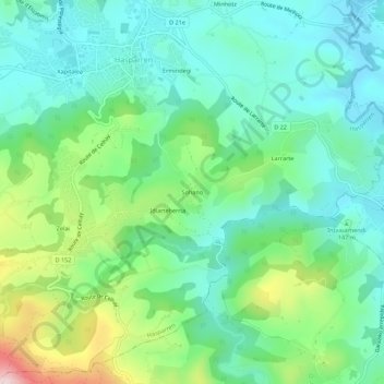 Carte topographique Sohano, altitude, relief