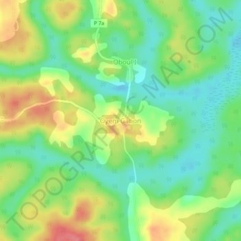 Carte topographique Oyem Gabon, altitude, relief