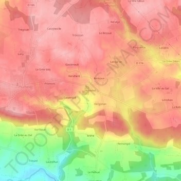 Carte topographique Kernihel, altitude, relief