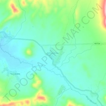 Carte topographique Almaghou, altitude, relief