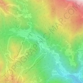 Carte topographique Mareson, altitude, relief