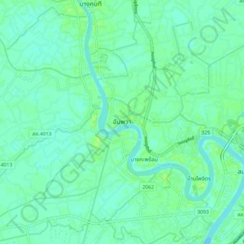 Carte topographique Amphawa, altitude, relief