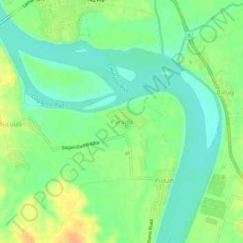 Carte topographique Paragu, altitude, relief