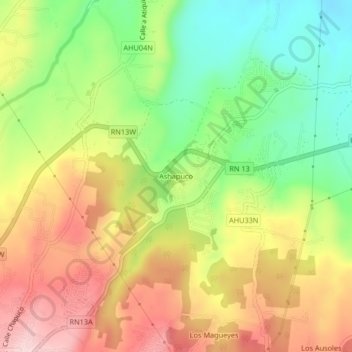 Carte topographique Ashapuco, altitude, relief