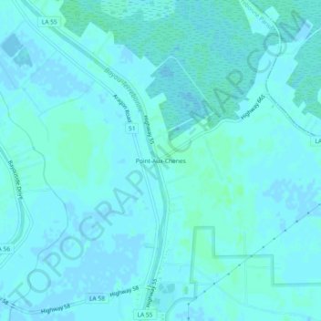 Carte topographique Point-Aux-Chenes, altitude, relief