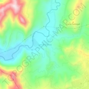 Carte topographique San Antonio, altitude, relief