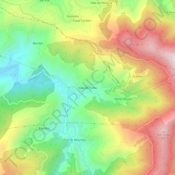 Carte topographique Vale do Torno, altitude, relief