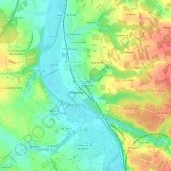 Carte topographique Les Motillons, altitude, relief