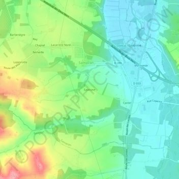Carte topographique Salanave, altitude, relief