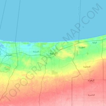 Carte topographique Zaouïa, altitude, relief