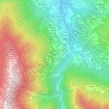 Carte topographique Cegni, altitude, relief