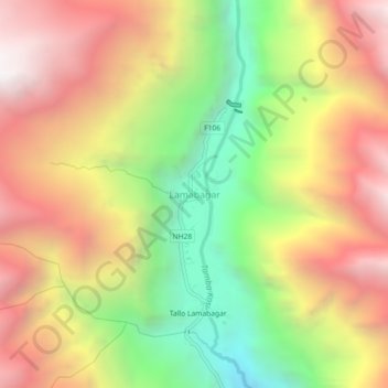 Carte topographique Lamabagar, altitude, relief