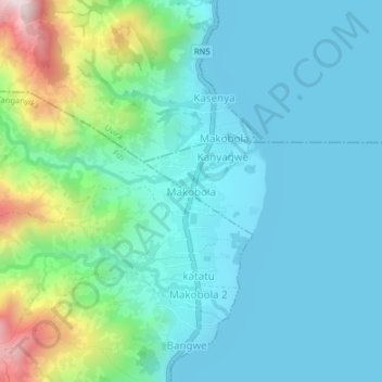 Carte topographique Makobola, altitude, relief