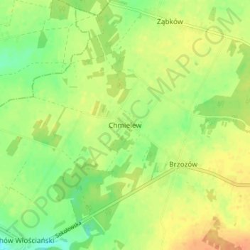 Carte topographique Chmielew, altitude, relief