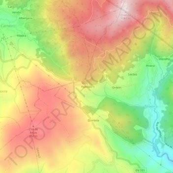 Carte topographique Padrões, altitude, relief