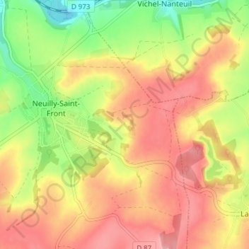Carte topographique Maubry, altitude, relief