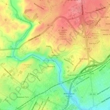 Carte topographique Alapocas, altitude, relief