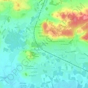 Carte topographique Le Champ des Haies, altitude, relief
