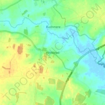 Carte topographique Henstead, altitude, relief