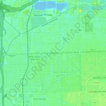 Carte topographique Alameda, altitude, relief