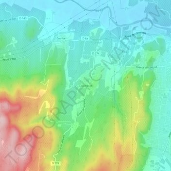 Carte topographique Colombier, altitude, relief
