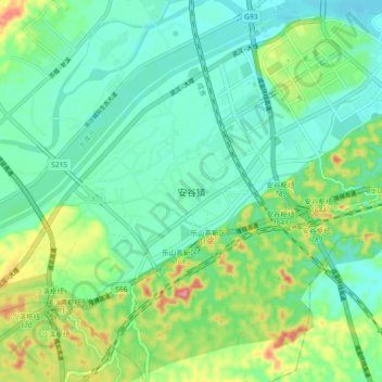 Carte topographique Angu, altitude, relief