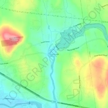 Carte topographique Red Bridge, altitude, relief