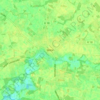 Carte topographique Milte, altitude, relief